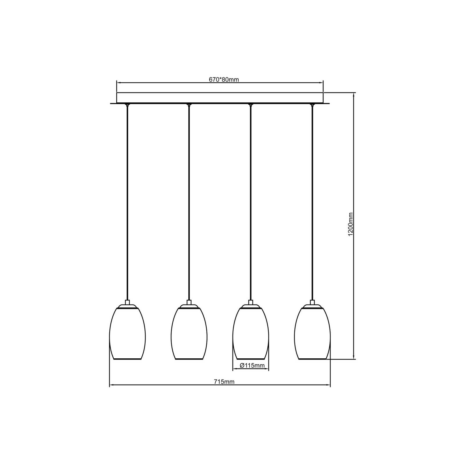             Glazen hanglamp - Linn 2 - Grijs
        