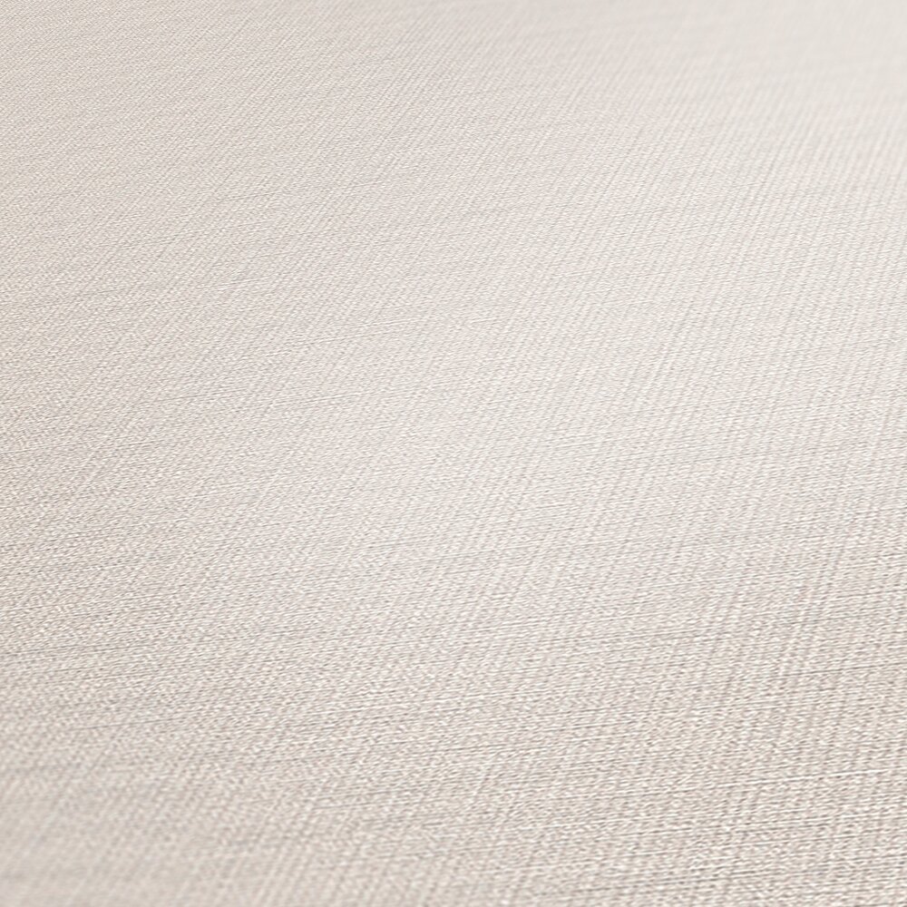             Plain non-woven wallpaper with a woven look, single-coloured - cream, beige
        