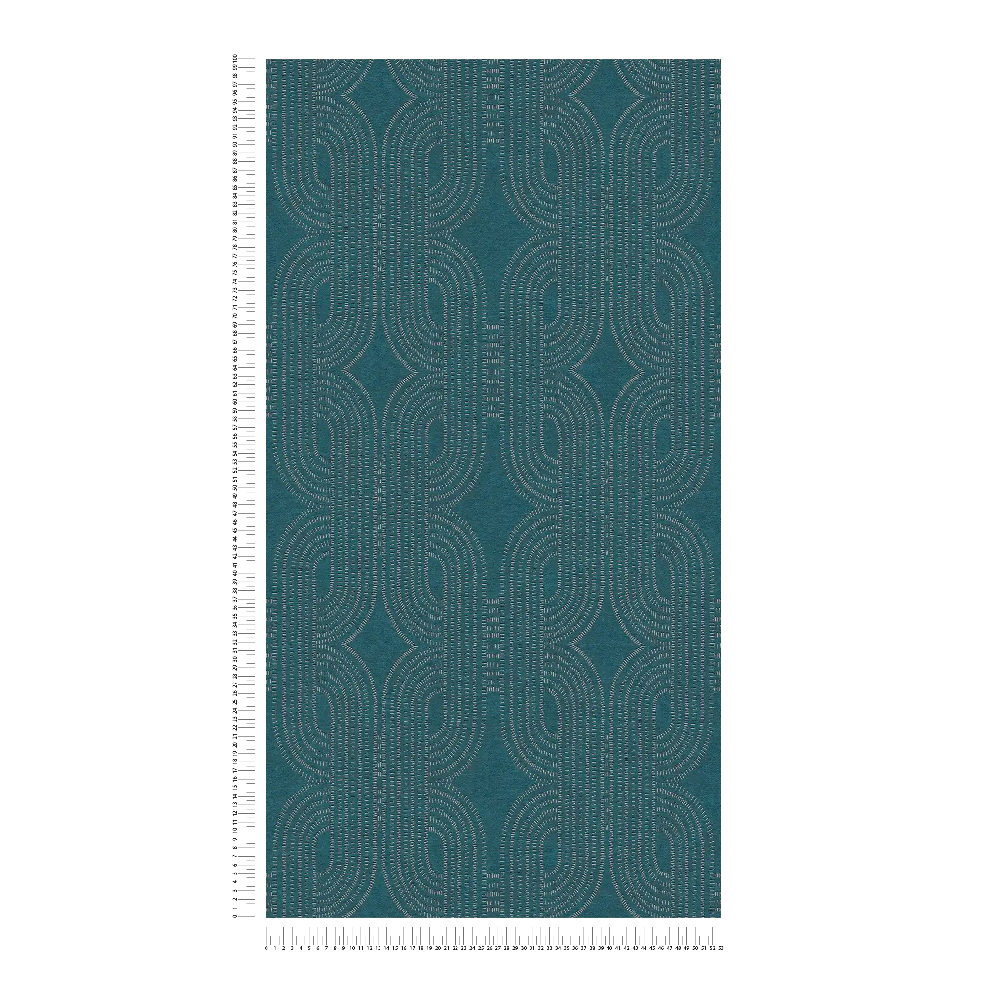             Non-woven wallpaper with abstract graphic retro pattern - blue, green, beige
        