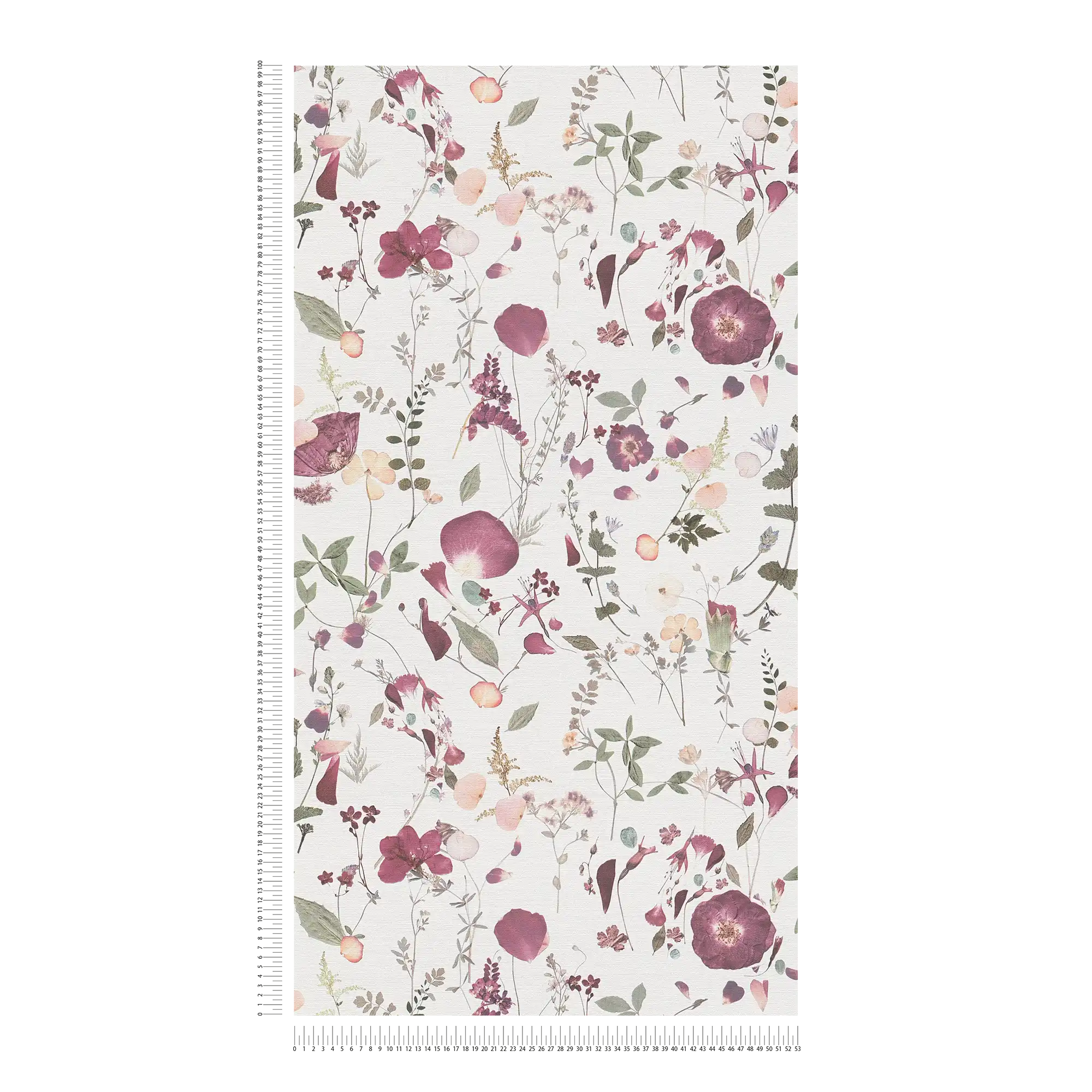             Non-woven wallpaper with floral bouquet motif in country house style - white, violet, pink
        