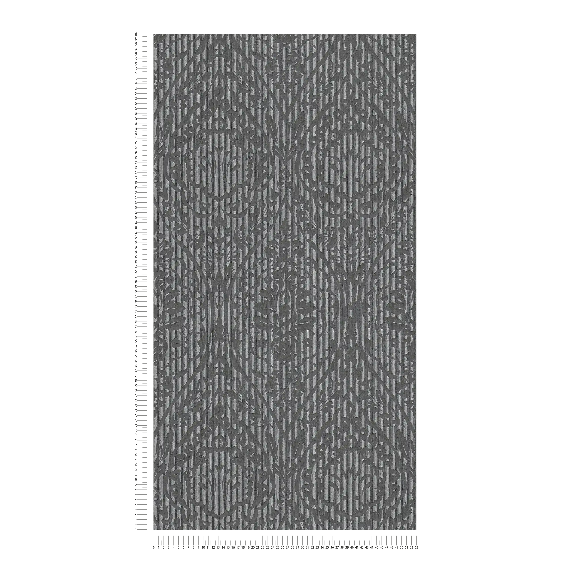             papier peint en papier intissé avec motif ornemental & motif structuré - marron, noir
        