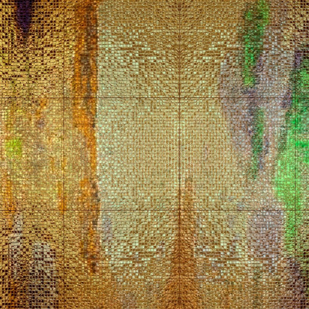             Fotomurali »marielle 1« - Gradienti di colore viola, oro, verde con struttura a mosaico - Materiali non tessuto leggermente strutturato
        