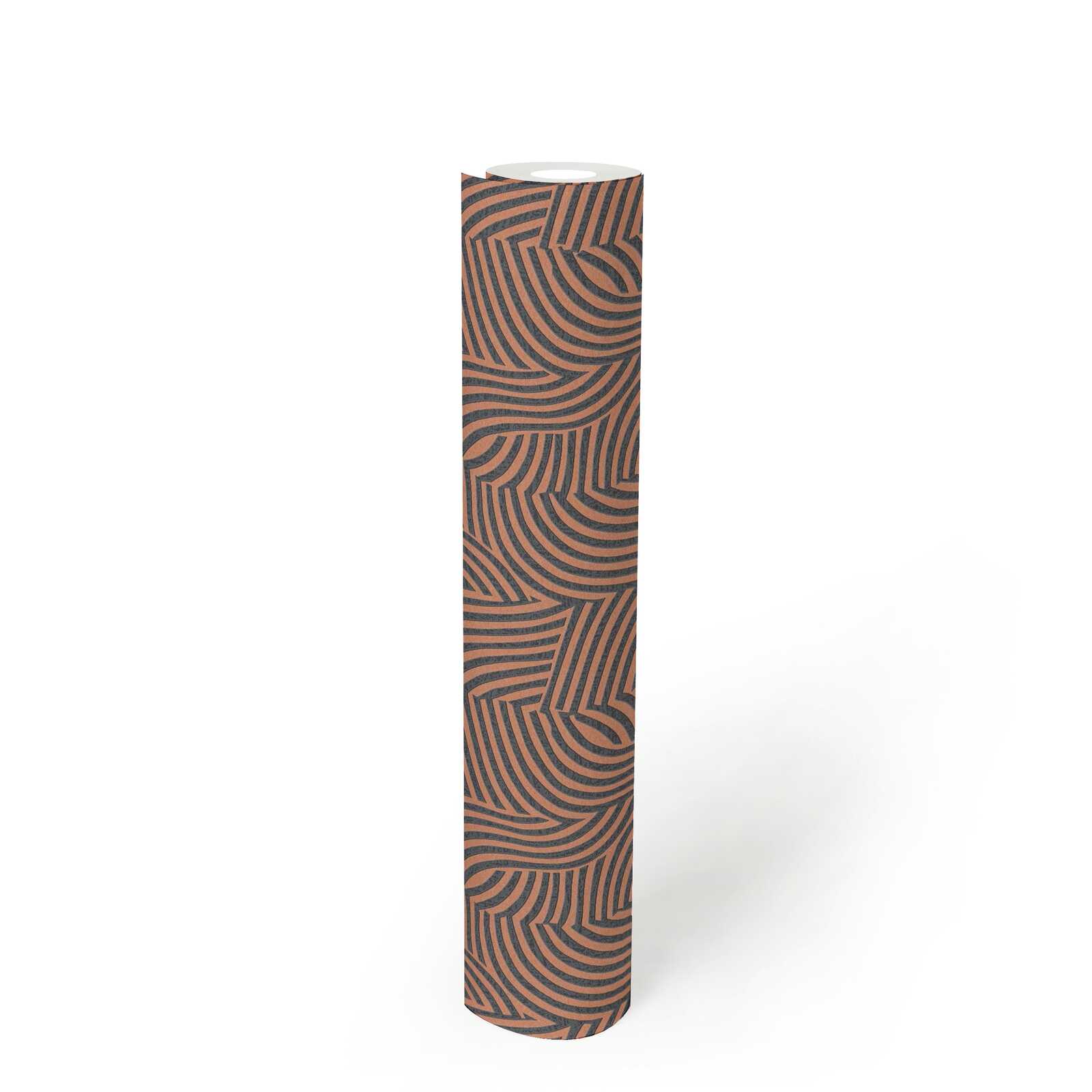             Daniel Hechter non-woven wallpaper with a wavy line pattern on a glossy background - black, gold, metallic
        