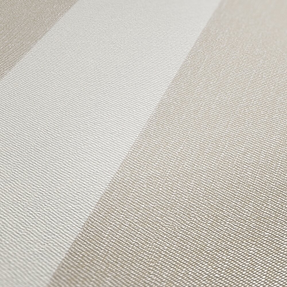             Papel pintado no tejido con textura textil y rayas en bloque - marrón, beige, crema
        