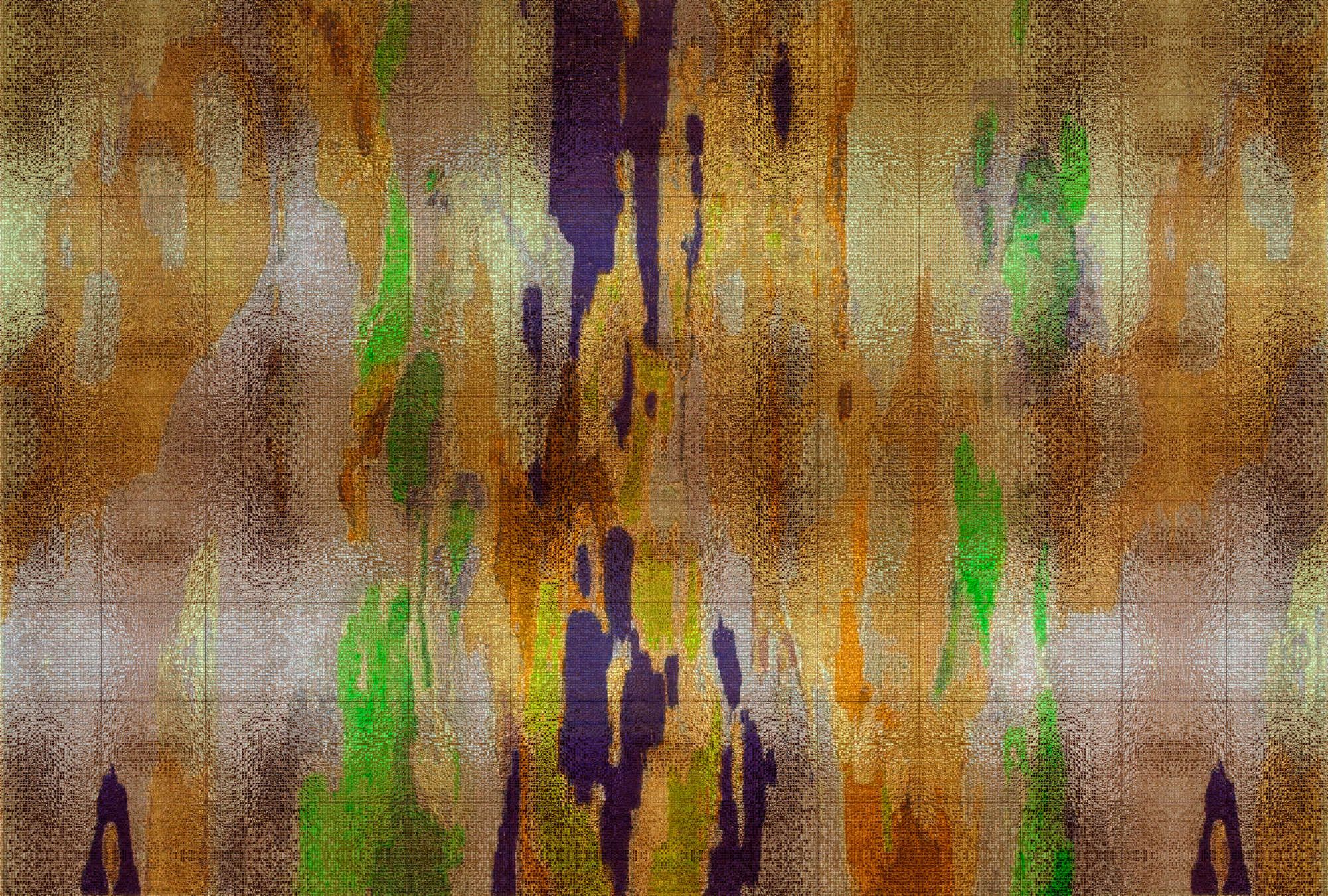             papier peint en papier panoramique »marielle 1« - dégradé de couleurs lilas, or, vert avec structure mosaïque - intissé mat et lisse
        