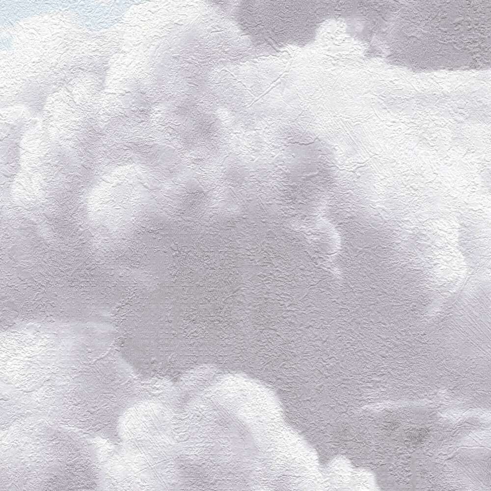             Cloud pattern in oil painting look as non-woven wallpaper - grey, blue, white
        