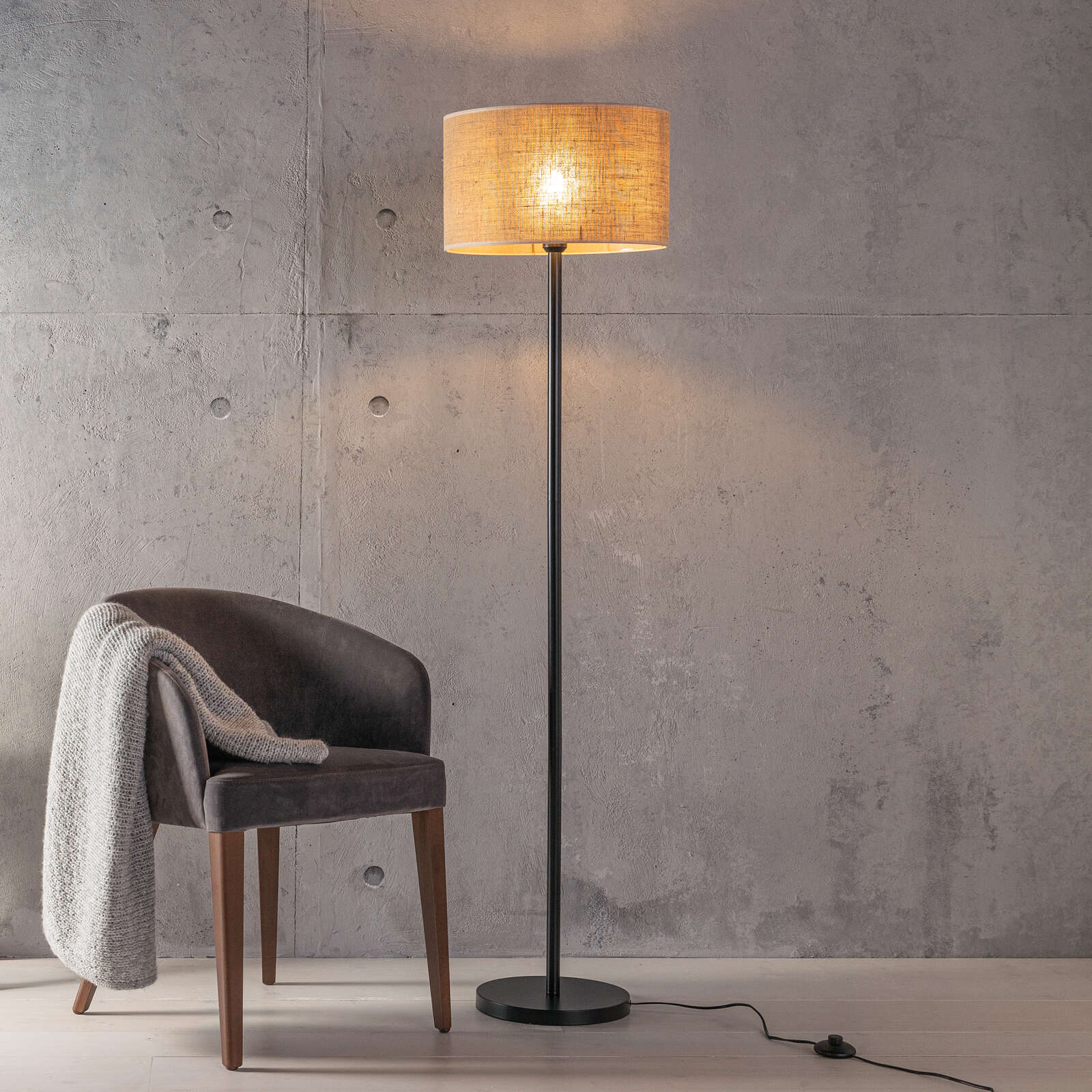             Floor lamp made of textile - Alicia 4 - Brown
        