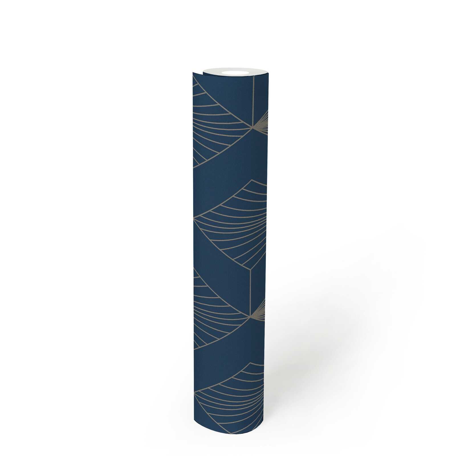             Design vliesbehang met grafisch patroon in Art Deco stijl - blauw, goud
        