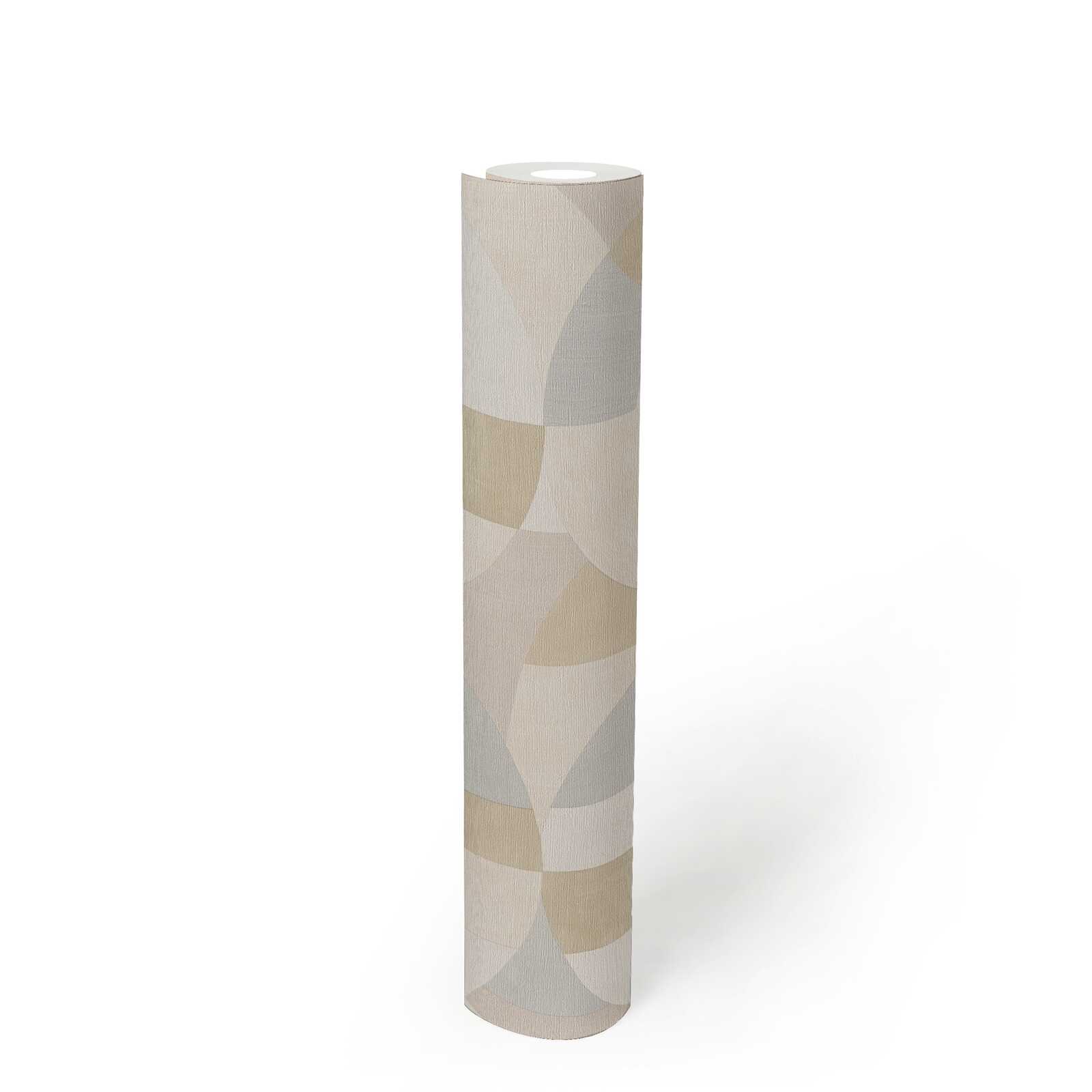             Abstract graphic non-woven wallpaper in Bauhaus style - grey, cream, beige
        