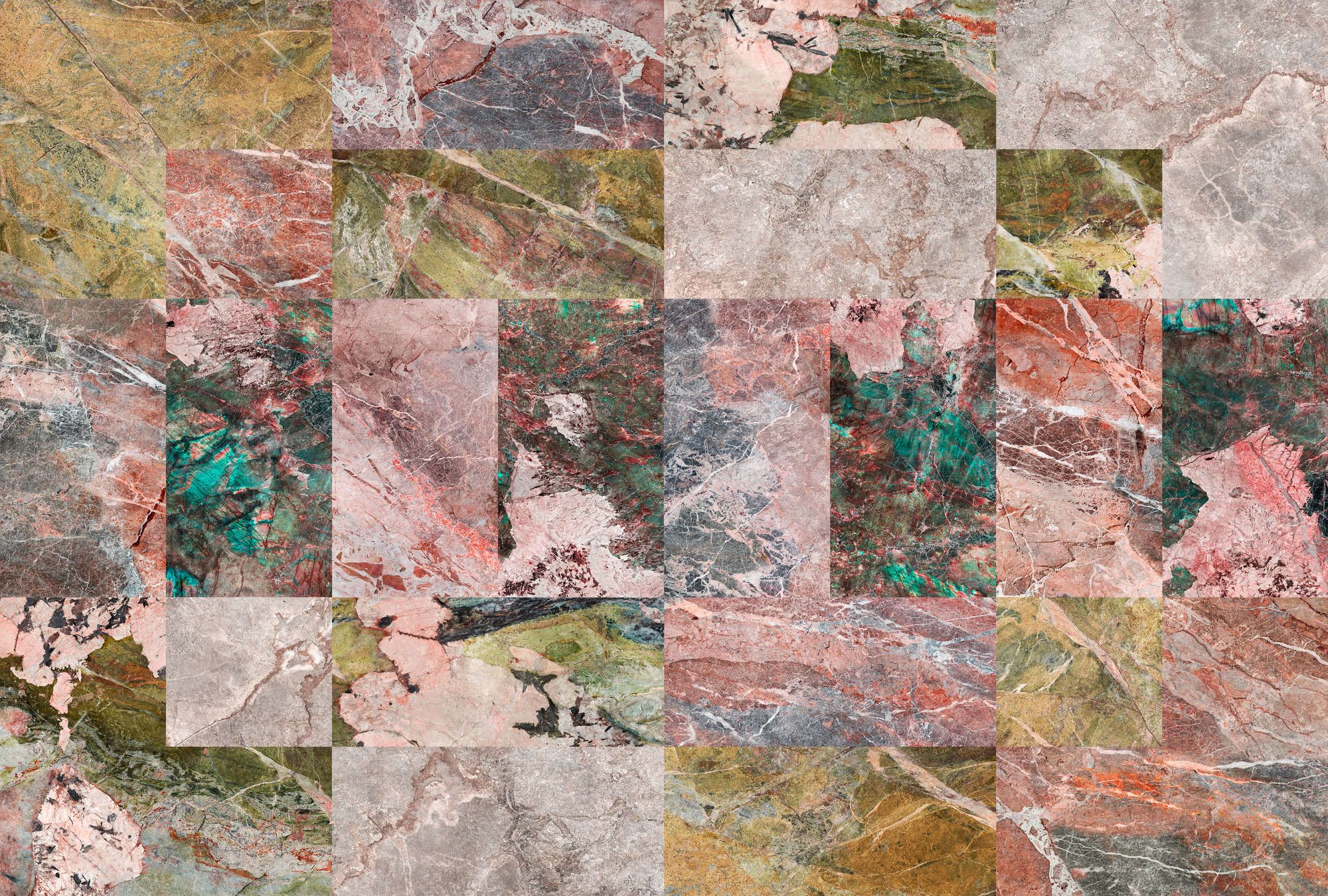             papier peint en papier panoramique »mixed marble« - Style patchwork de marbre - multicolore | intissé légèrement structuré
        