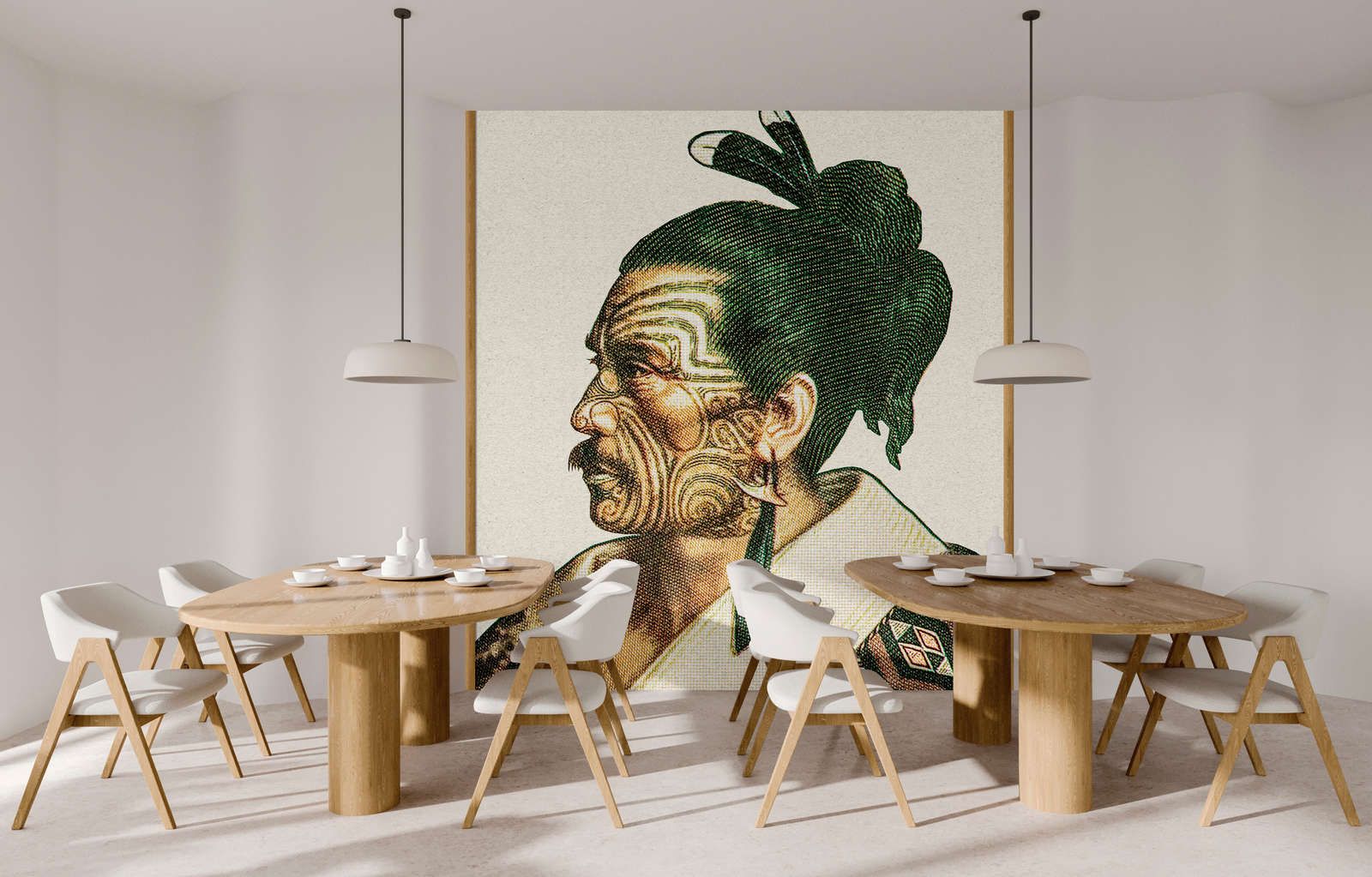             Photo wallpaper »horishi« - African portrait in pixel style with kraft paper texture - matt, smooth non-woven fabric
        