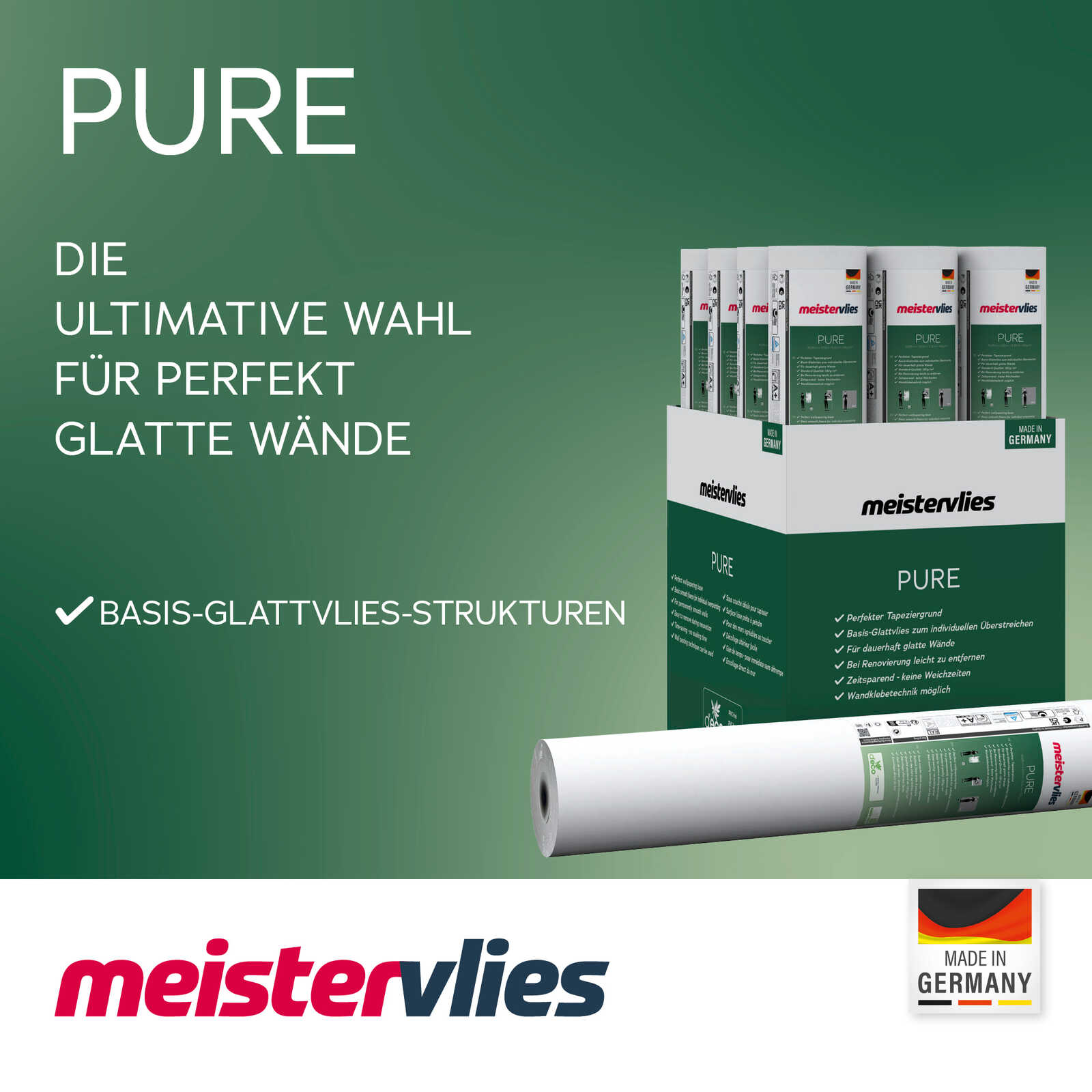         Meistervlies wallpaper paintable 130g/m² | 0,53 x 10,05m | 5,3m²
    