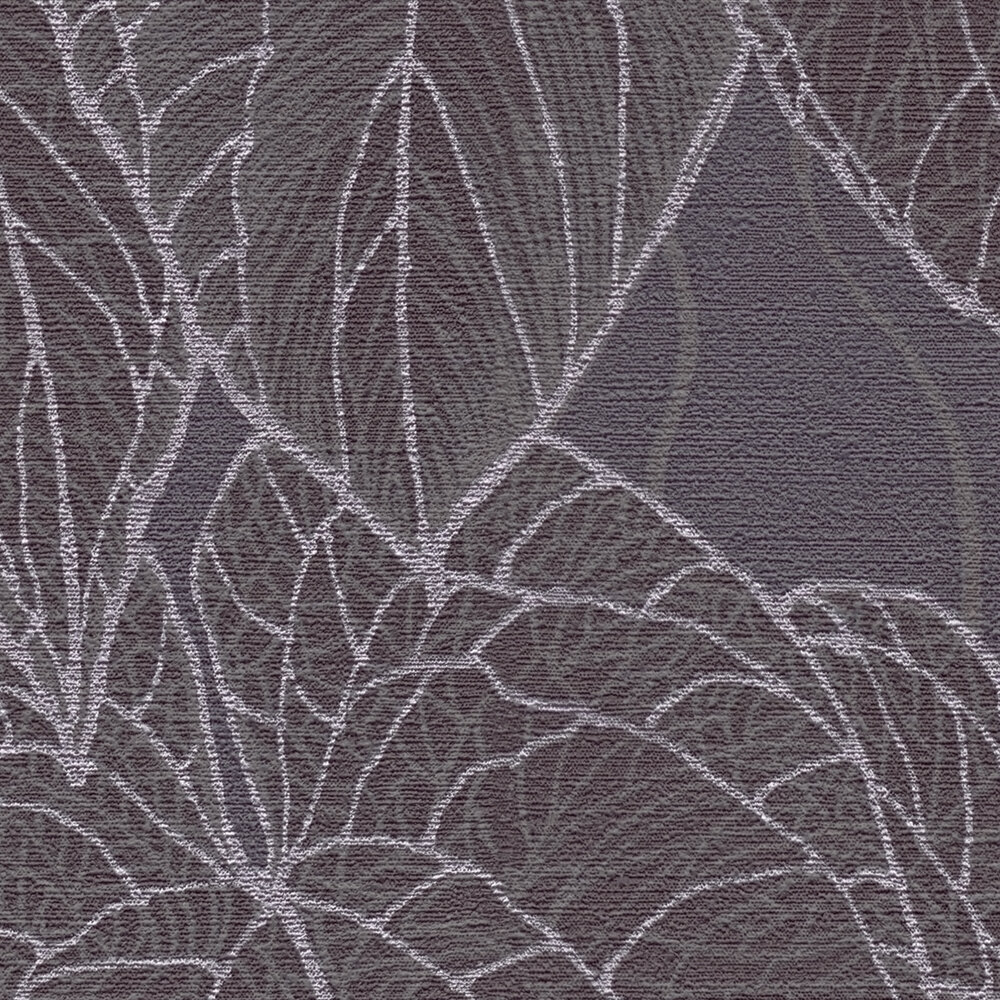             Daniel Hechter Modern non-woven wallpaper with leaf pattern and metallic effects - grey, purple, silver
        