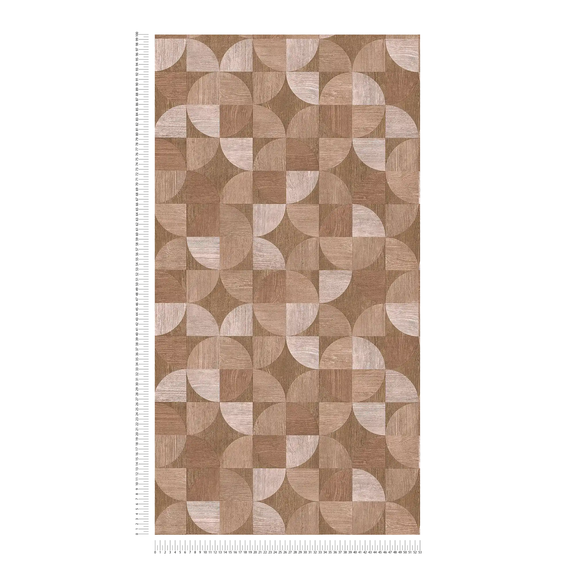             Wallpaper with graphic pattern in wood look - brown, beige
        