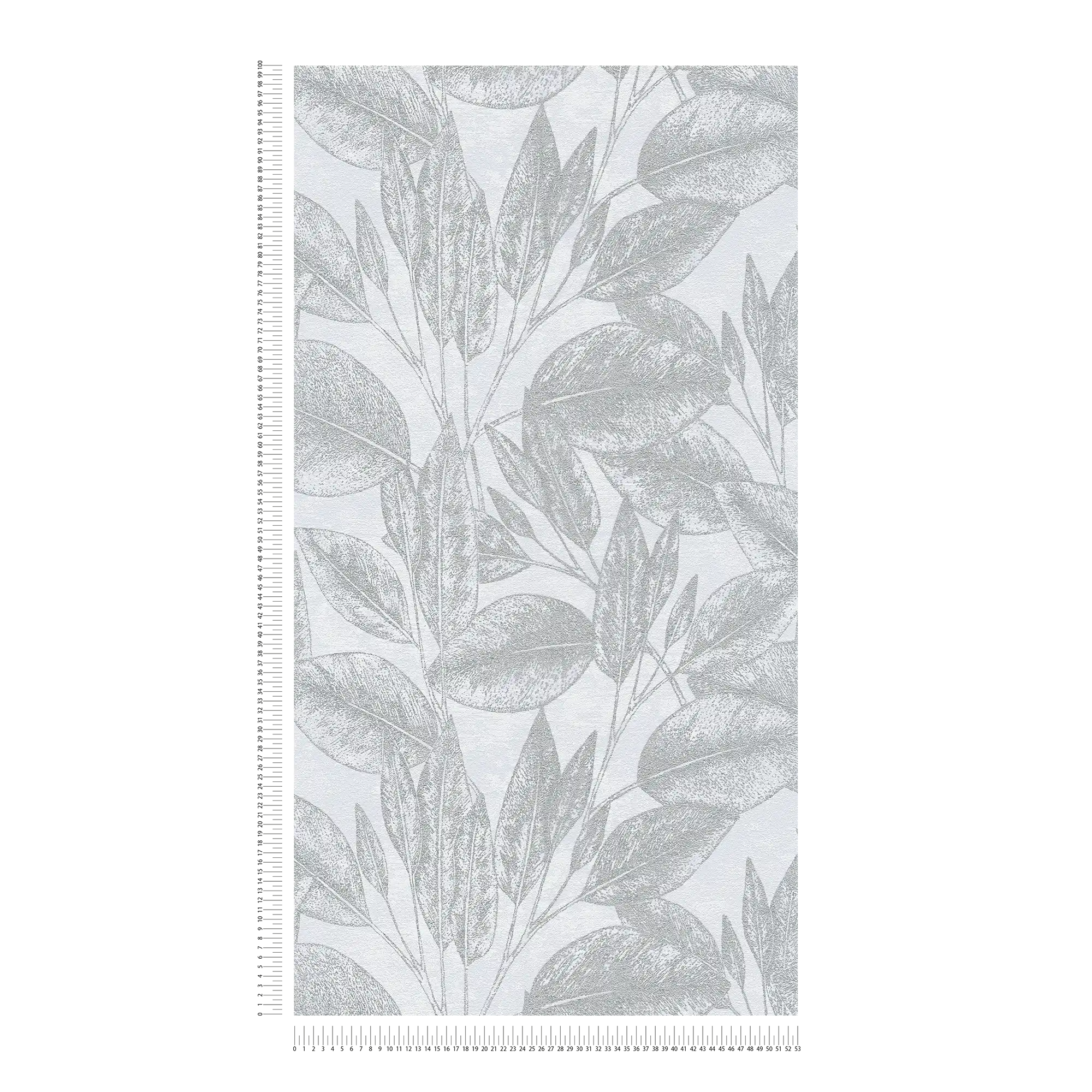             Papier peint vintage à motifs de feuilles - gris, métallique
        