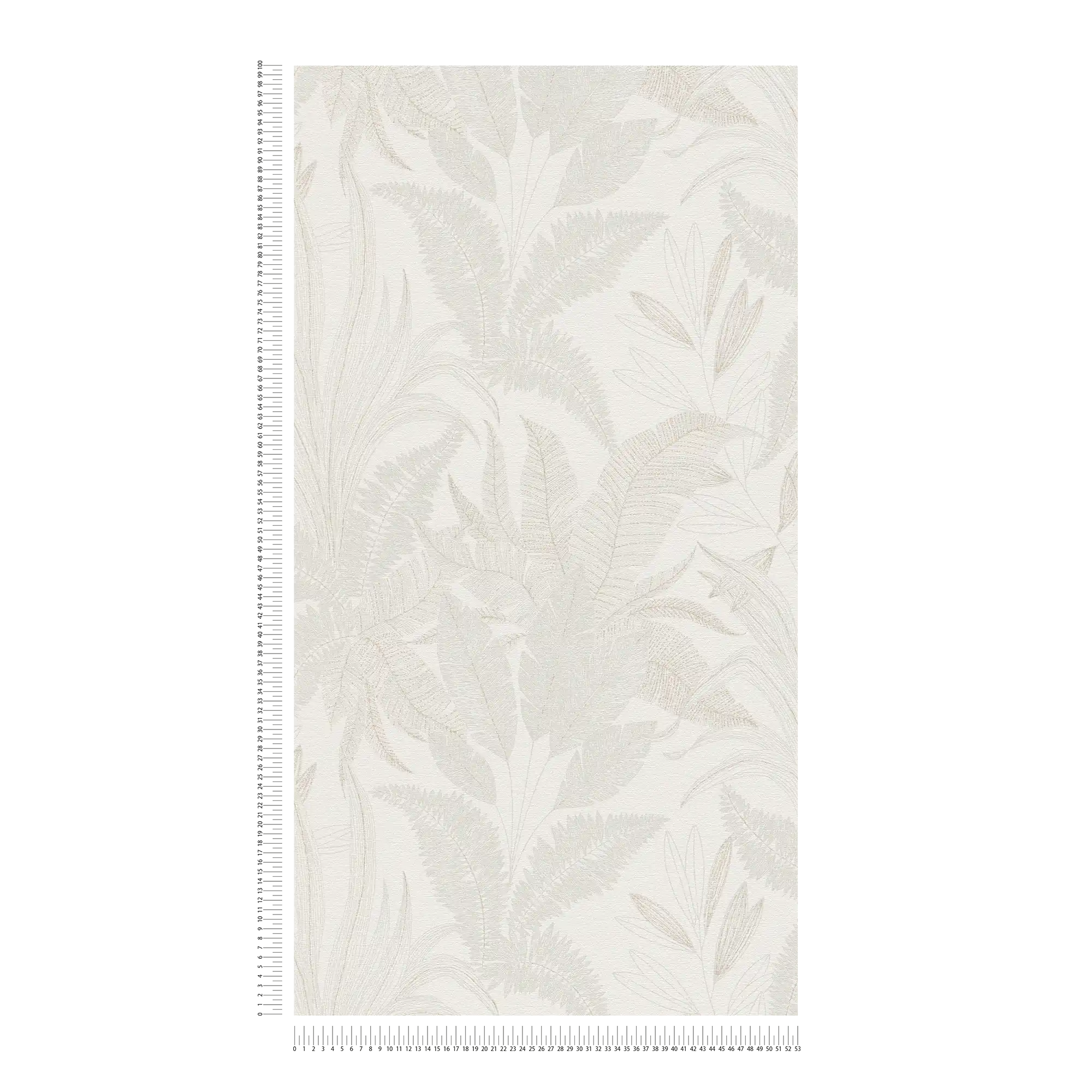             Floral non-woven wallpaper with leaf pattern in soft colours - cream, beige
        