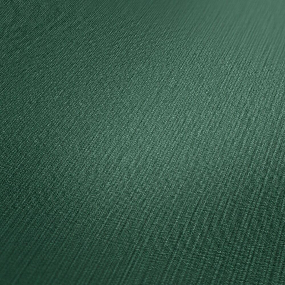             Single-coloured non-woven wallpaper with a textured effect in a dark shade - Green
        