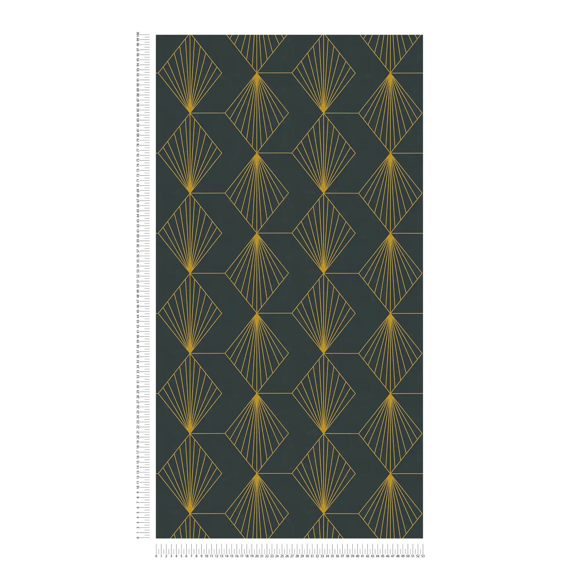             Art Deco vliesbehang met glamoureus patroon - zwart, goud
        