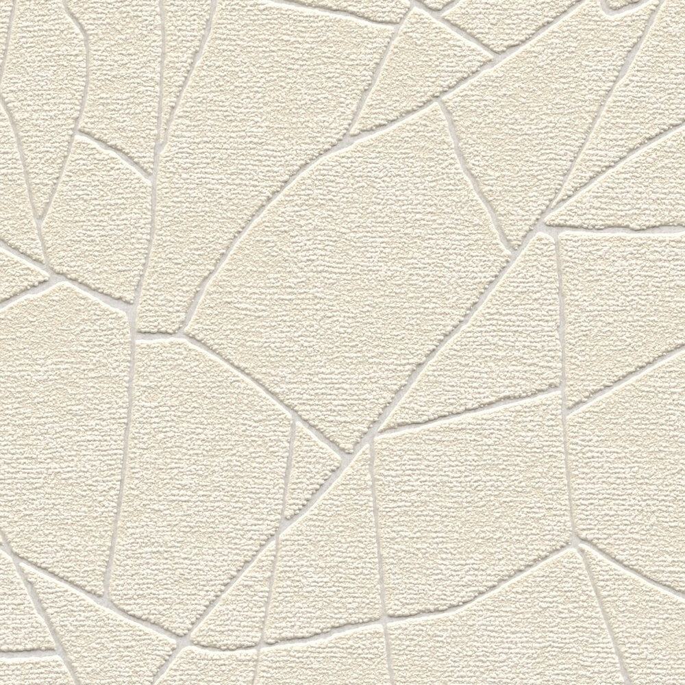             papier peint en papier intissé avec motif naturel graphique 3D - beige, crème, blanc
        