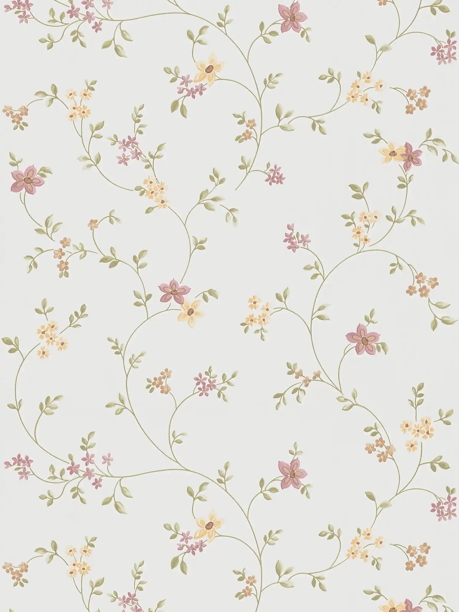         Self-adhesive wallpaper | floral pattern with subtle vines - cream, green, beige
    