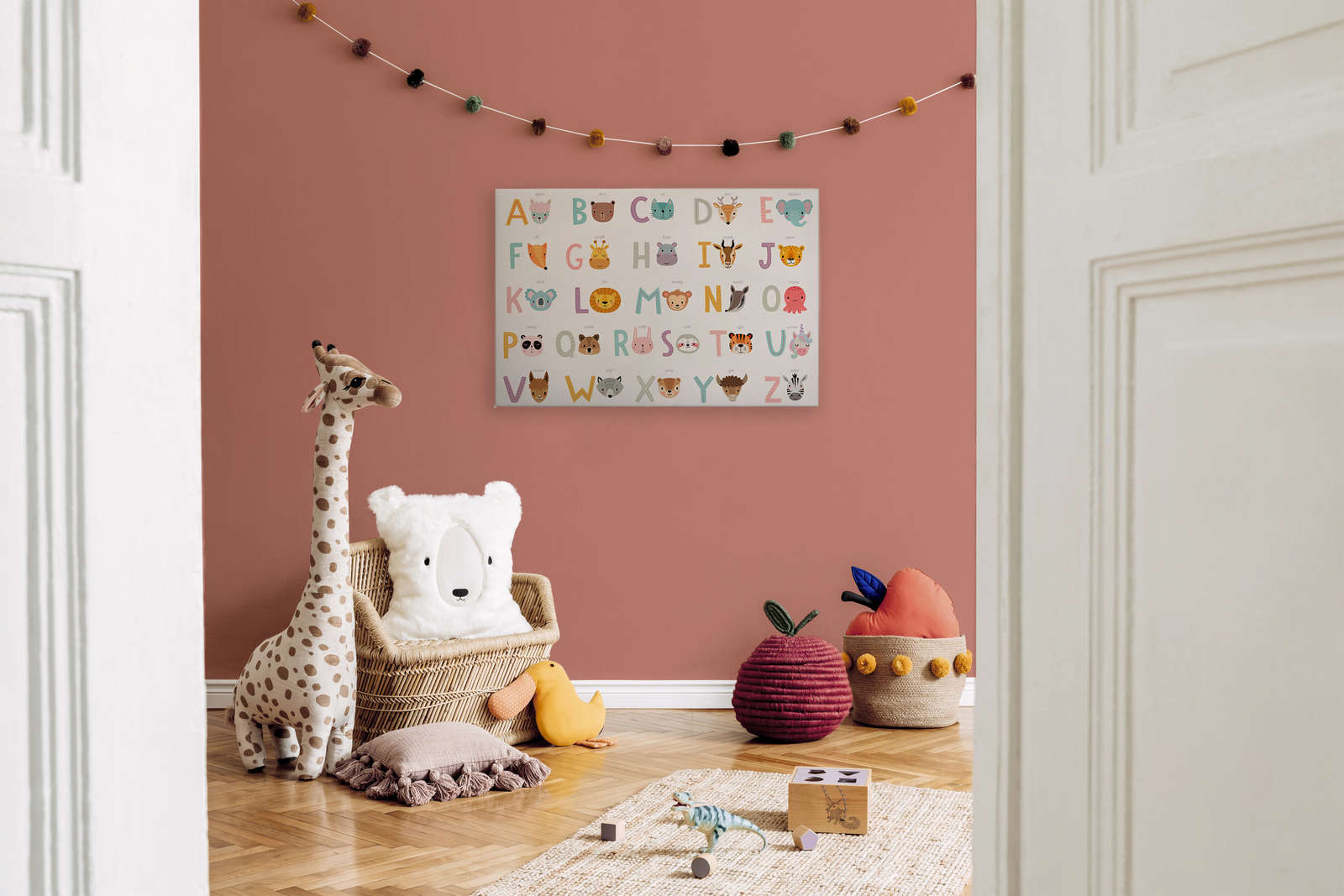             Canvas ABC with animals and animal names - 90 cm x 60 cm
        