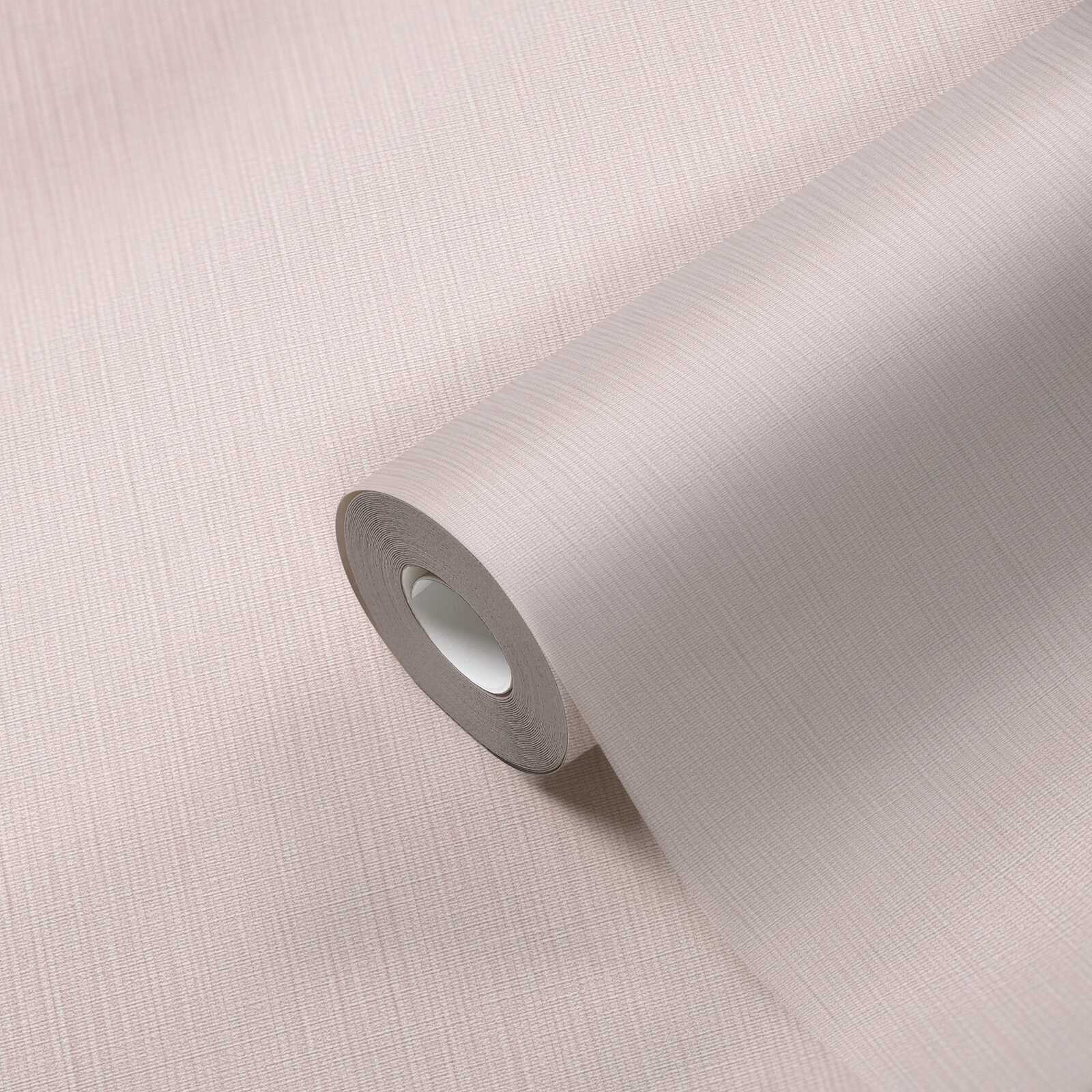             Plain non-woven wallpaper with a soft textile texture - Pink
        